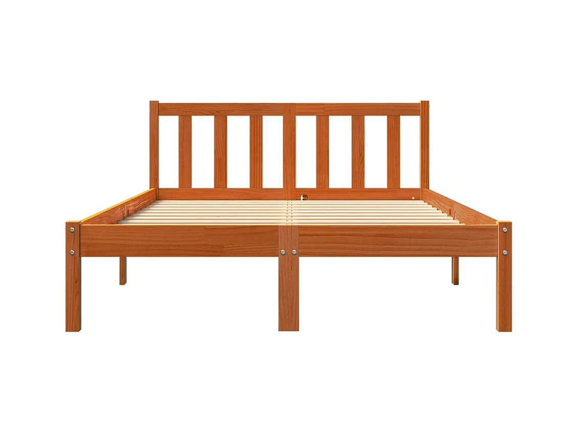 Lit double | Lit adulte | Cadre de lit cire marron 140x190cm bois pin massif