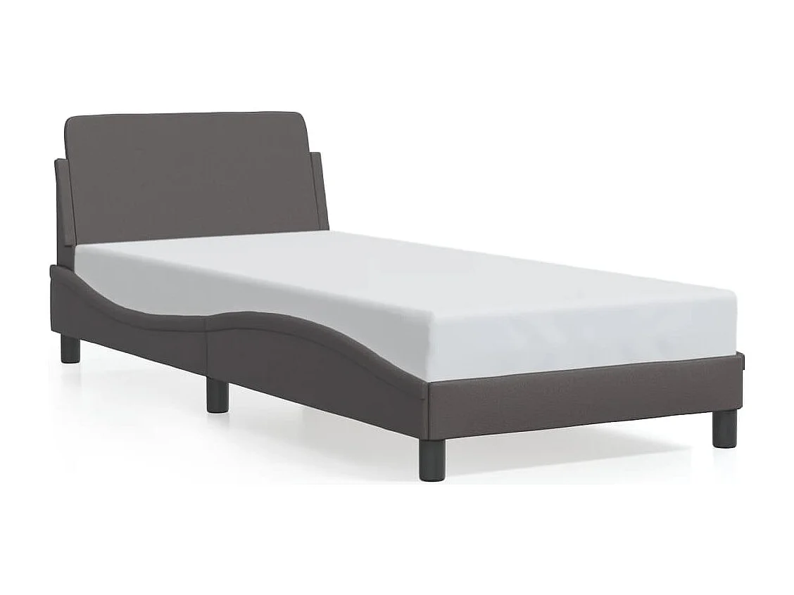 Lit simple | Lit adulte, enfant | Cadre de lit gris 90x200 cm similicuir