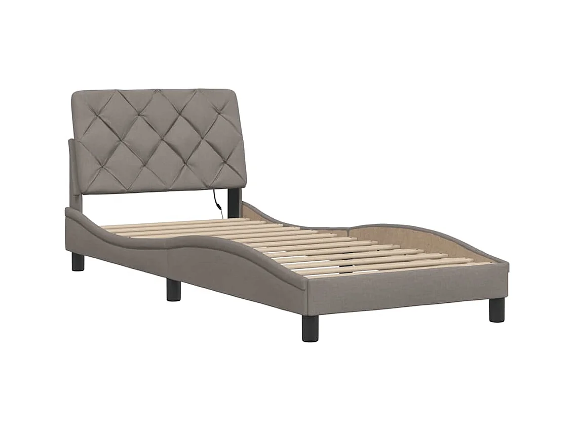 Lit simple | Lit adulte, enfant | Cadre de lit avec LED taupe 90x200 cm tissu