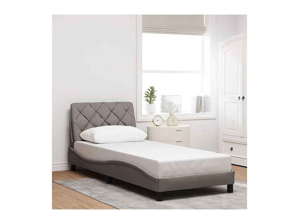 Lit simple | Lit adulte, enfant | Cadre de lit avec LED taupe 90x200 cm tissu