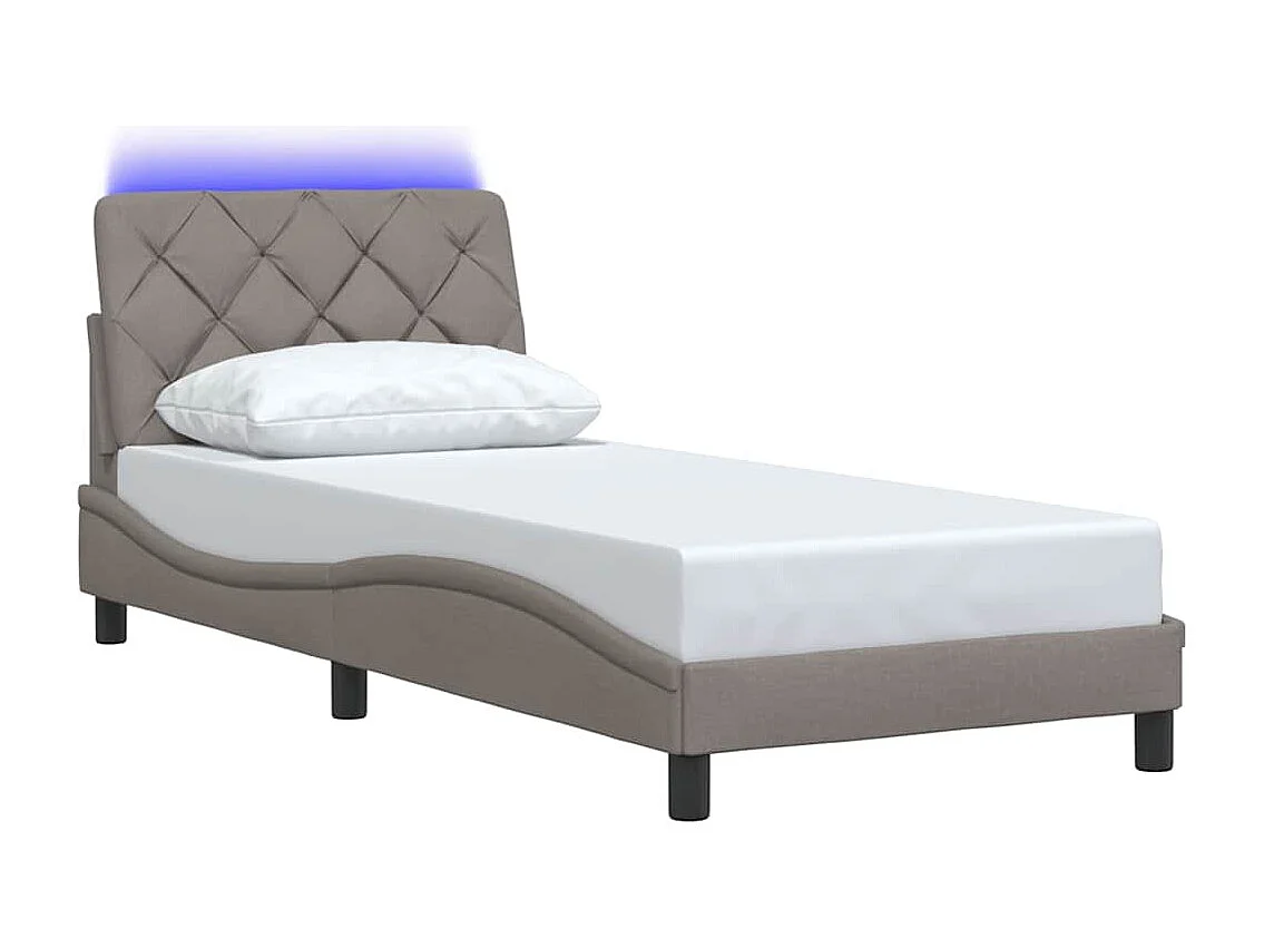 Lit simple | Lit adulte, enfant | Cadre de lit avec LED taupe 90x200 cm tissu