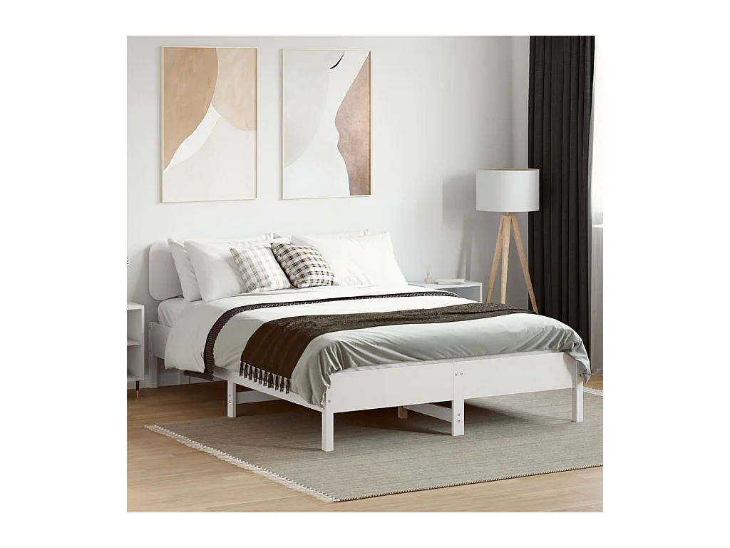Letto per adulti | Letto matrimoniale | Giroletto senza Materasso Bianco 140x200 cm Legno Massello Pino