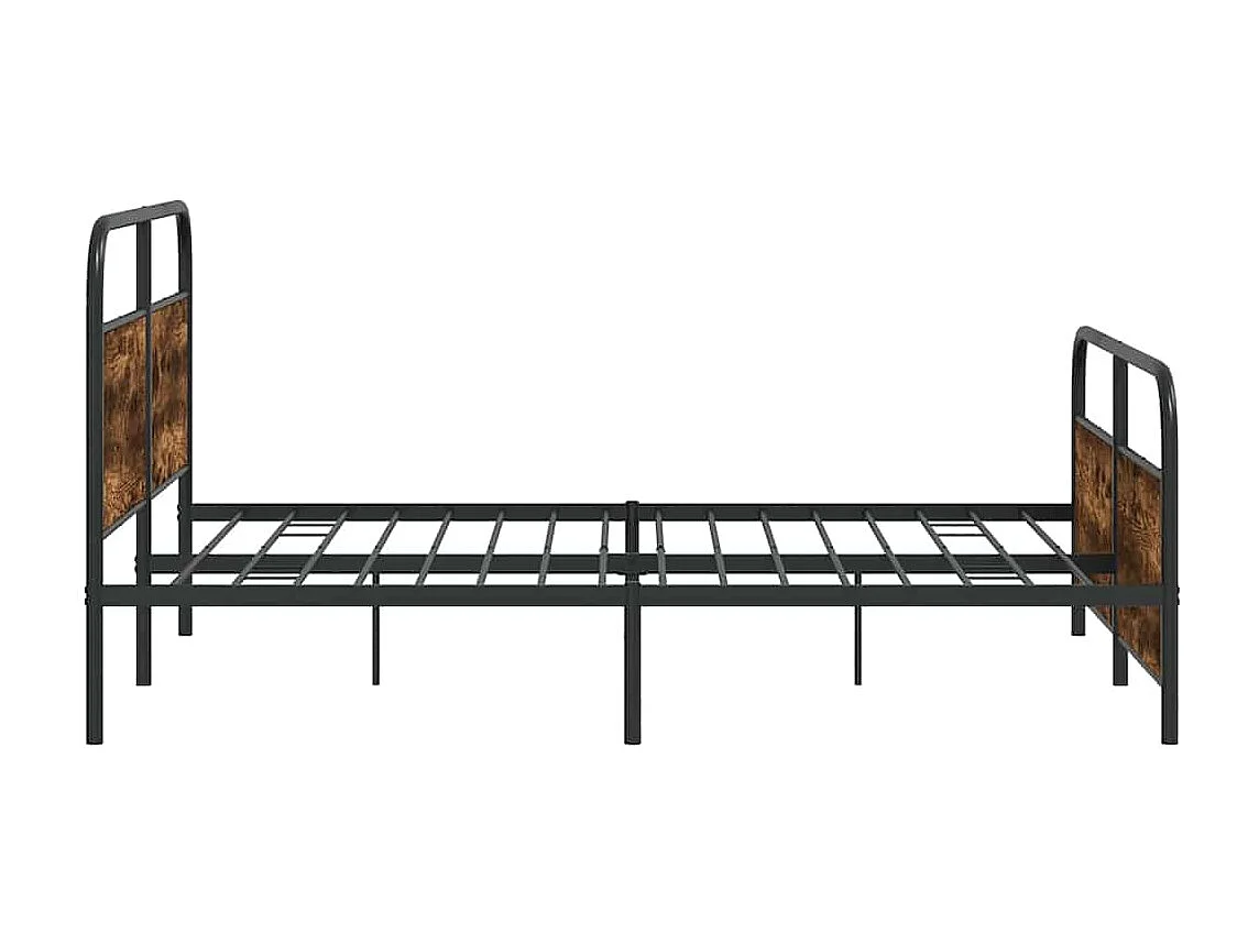 Letto per adulti | Letto matrimoniale | Giroletto senza Materaso in Metallo Rovere Fumo 200x200 cm