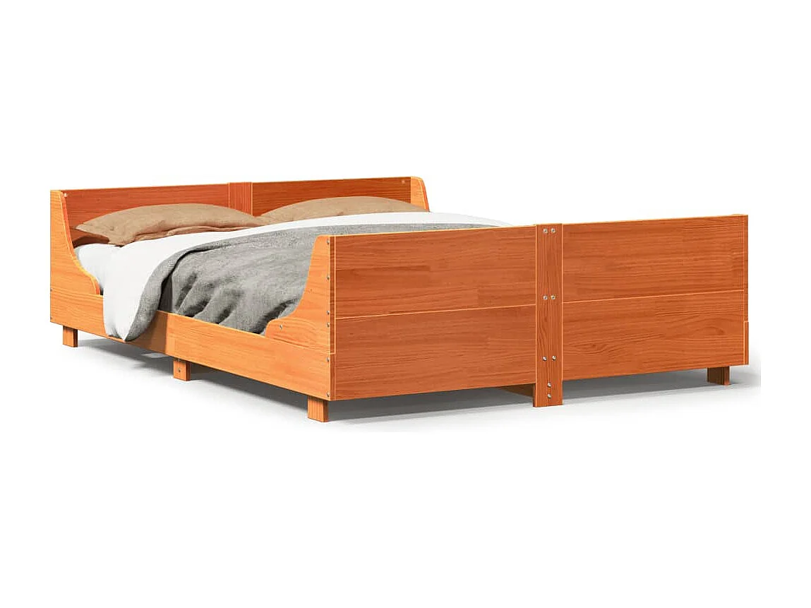 Letto singolo | Giroletto | Letto senza Materasso Marrone Cera 120x190 cm in Legno di Pino