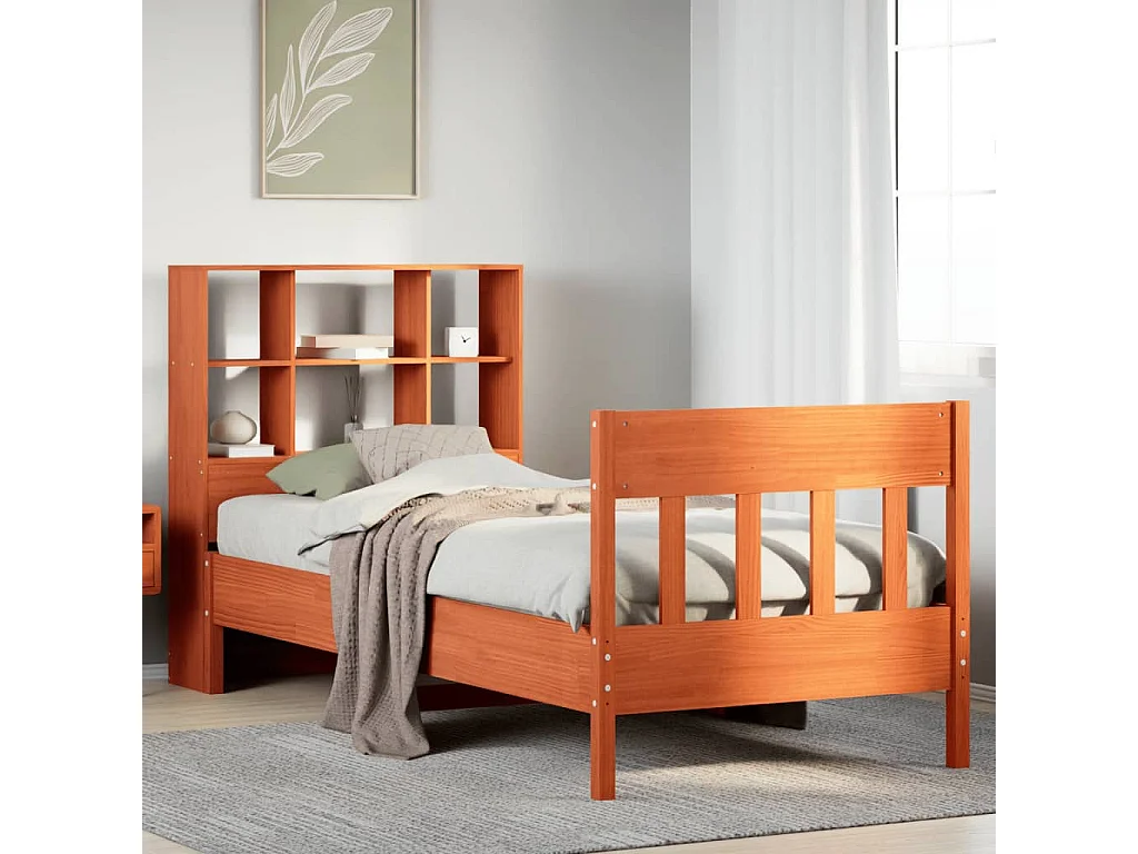 Lit simple | Lit adulte, enfant | Cadre de lit cire marron 100x200cm bois pin massif