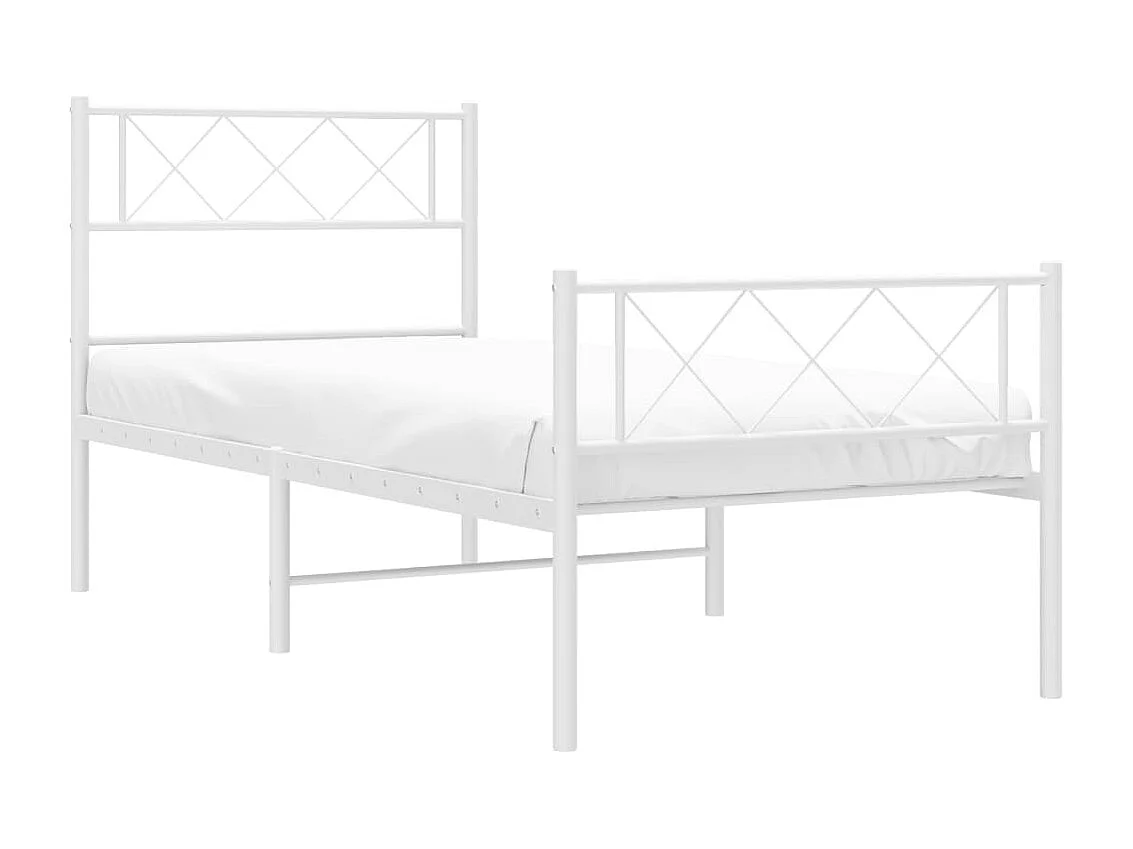 Lit simple | Lit adulte, enfant | Cadre de lit métal et pied de lit blanc 107x203 cm