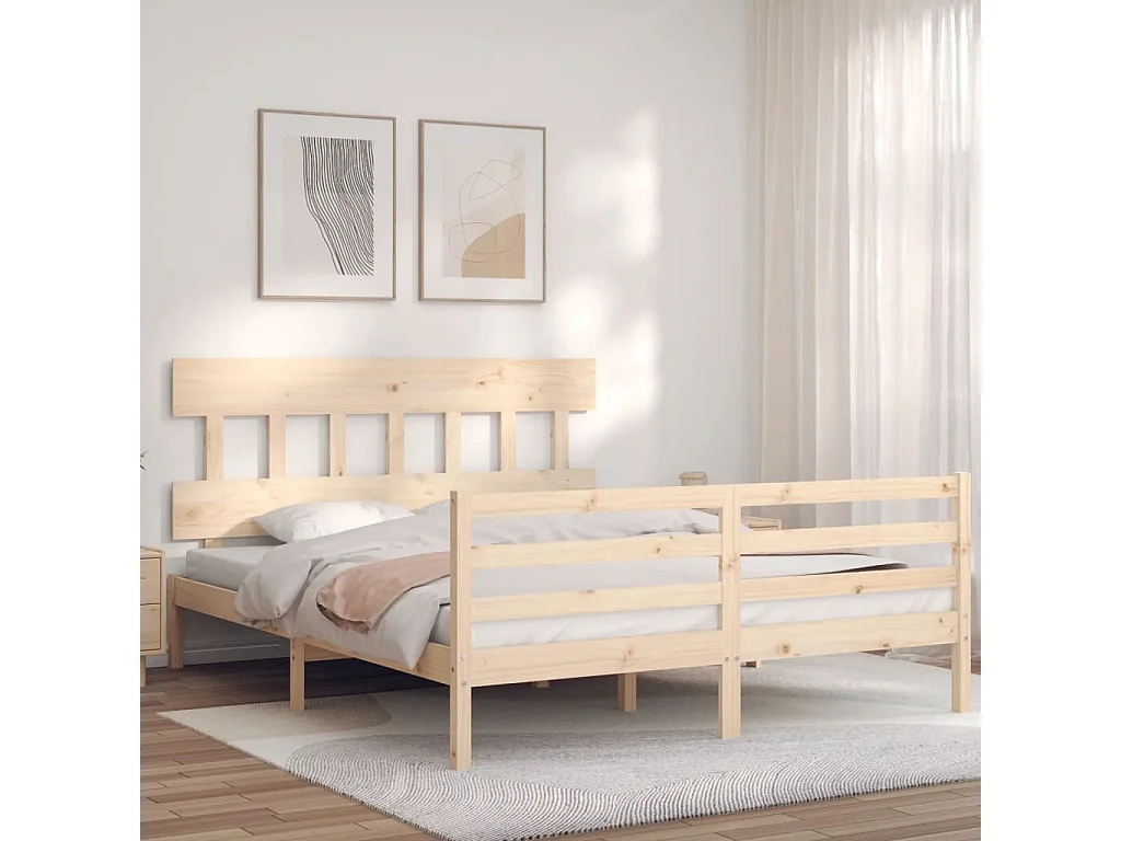 Lit double | Lit adulte | Cadre de lit bois massif 150x200 cm