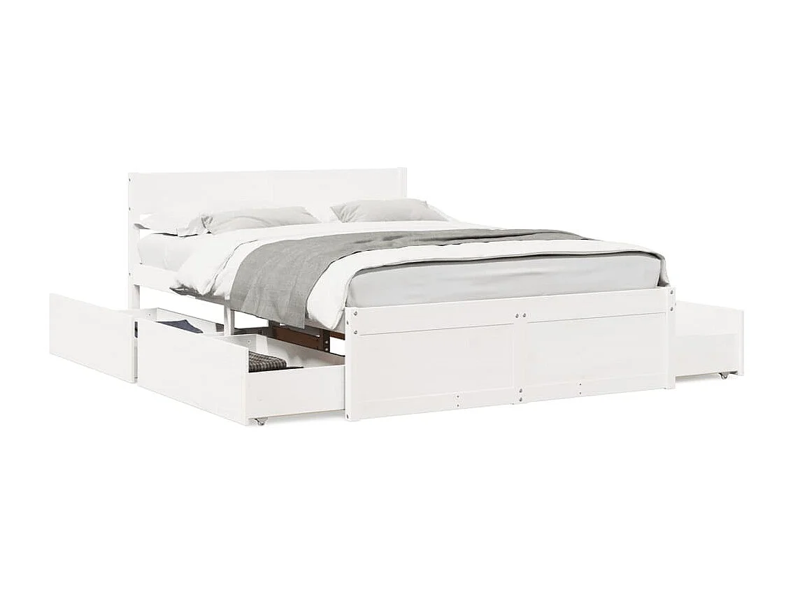 Lit simple | Lit adulte, enfant | Cadre de lit blanc 120x190 cm bois de pin massif