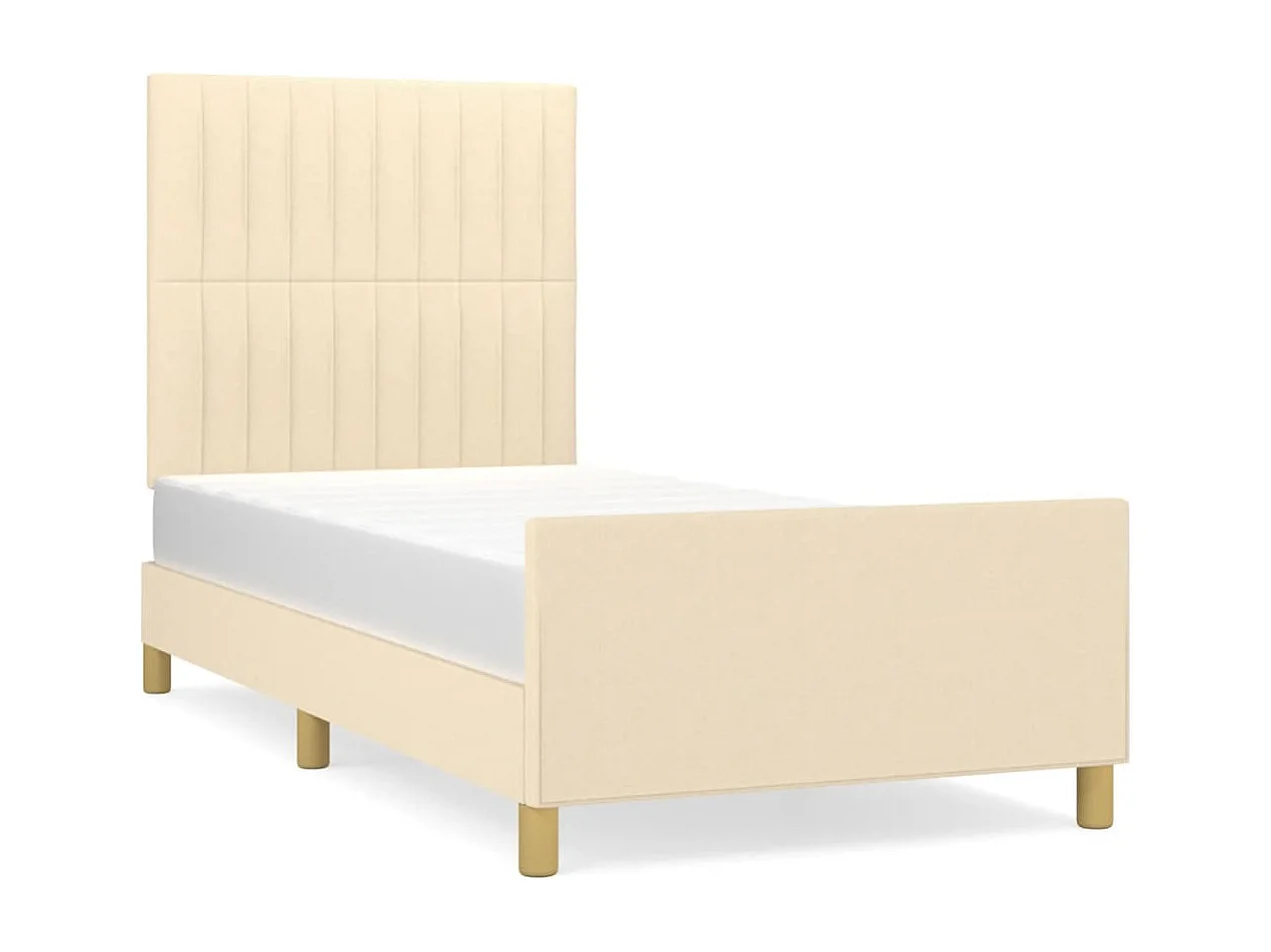 Lit simple | Lit adulte, enfant | Cadre de lit crème 80x200 cm tissu