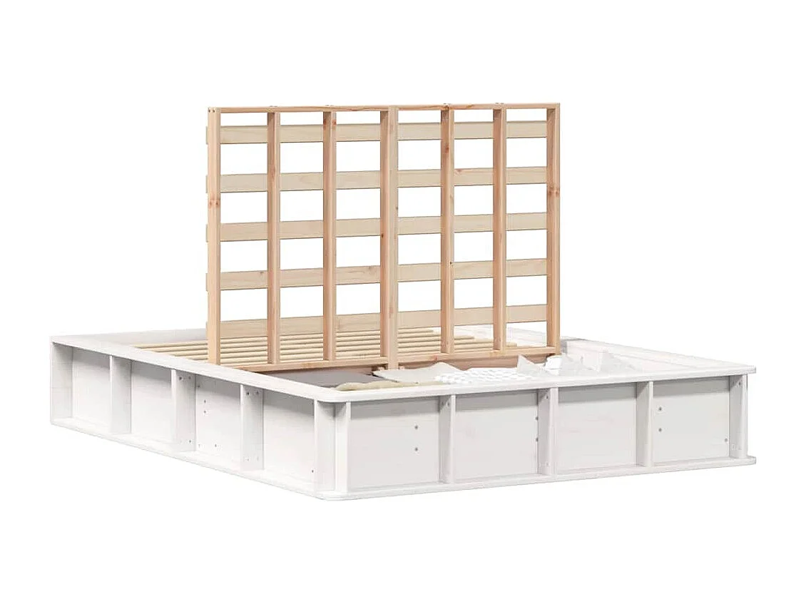 Lit double | Lit adulte | Cadre de lit avec stockage Blanc 135x190 cm bois