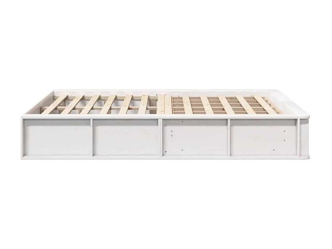 Lit double | Lit adulte | Cadre de lit avec stockage Blanc 135x190 cm bois