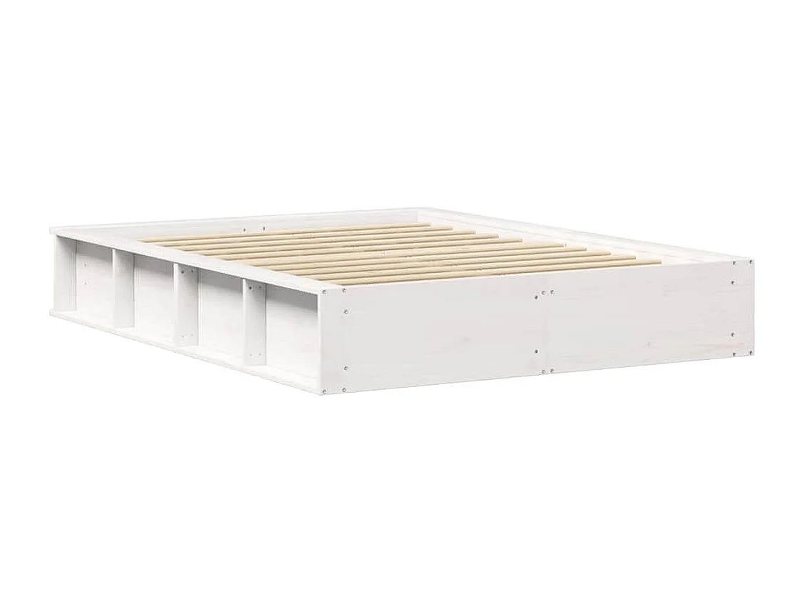 Lit double | Lit adulte | Cadre de lit avec stockage Blanc 135x190 cm bois