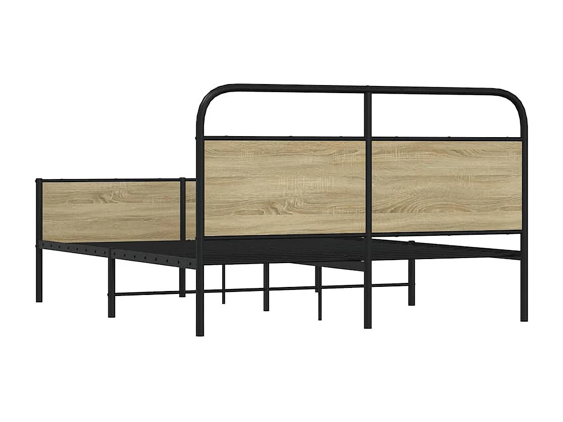Lit double | Lit adulte | Cadre de lit en métal chêne sonoma 150x200 cm