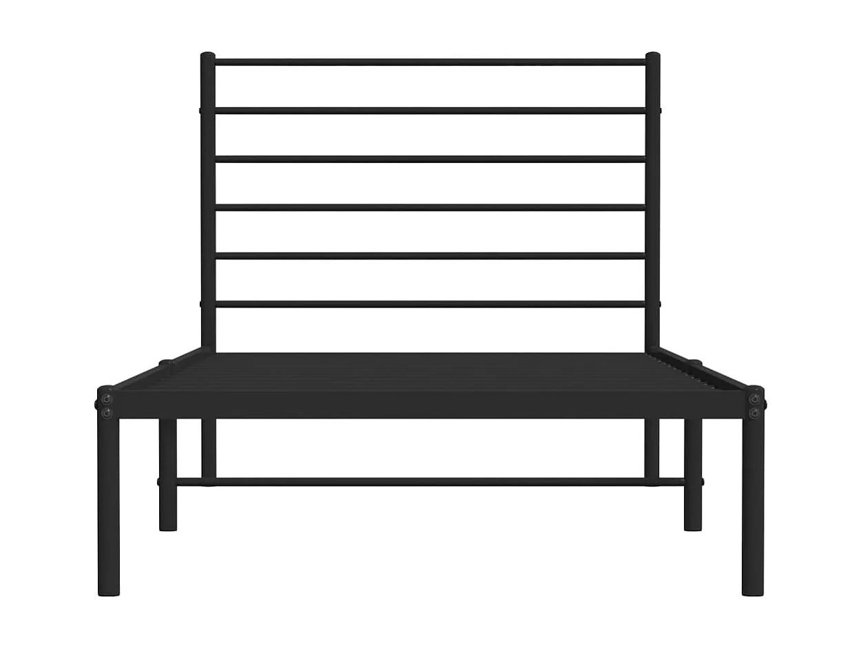 Lit simple | Lit adulte, enfant | Cadre de lit métal avec tête de lit noir 107x203cm