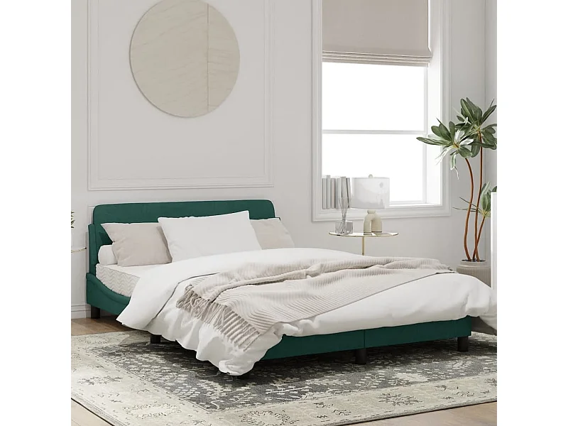 Lit double | Lit adulte | Cadre de lit vert foncé 140x190 cm velours