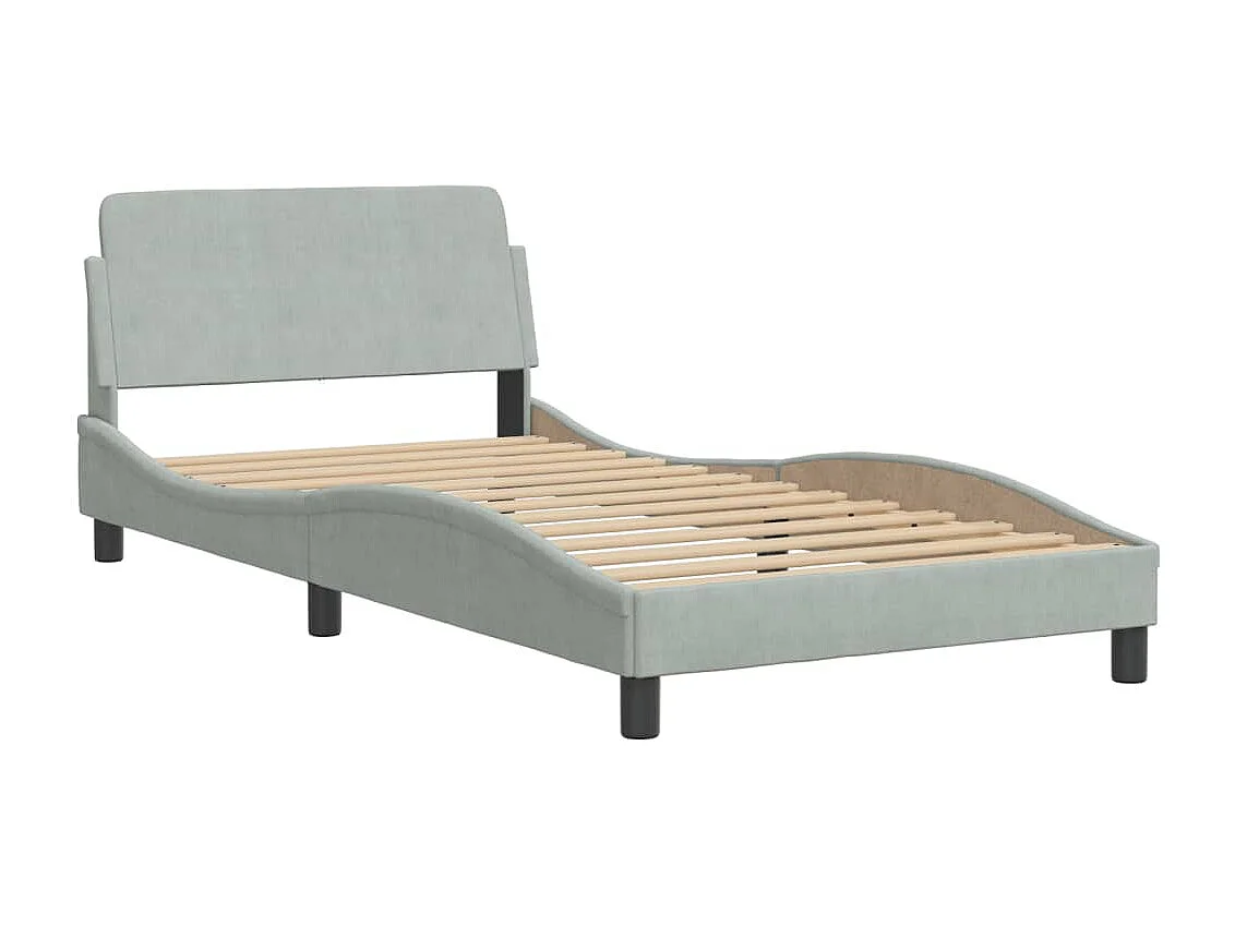 Lit simple | Lit adulte, enfant | Cadre de lit avec LED gris clair 100x200cm velours