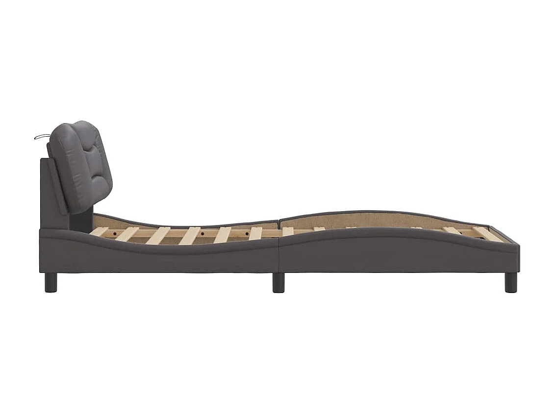 Lit simple | Lit adulte, enfant | Cadre de lit gris 90x200 cm similicuir