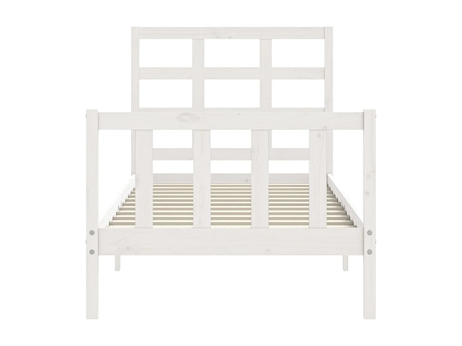 Lit simple | Lit adulte, enfant | Cadre de lit blanc bois de pin massif 75x190 cm