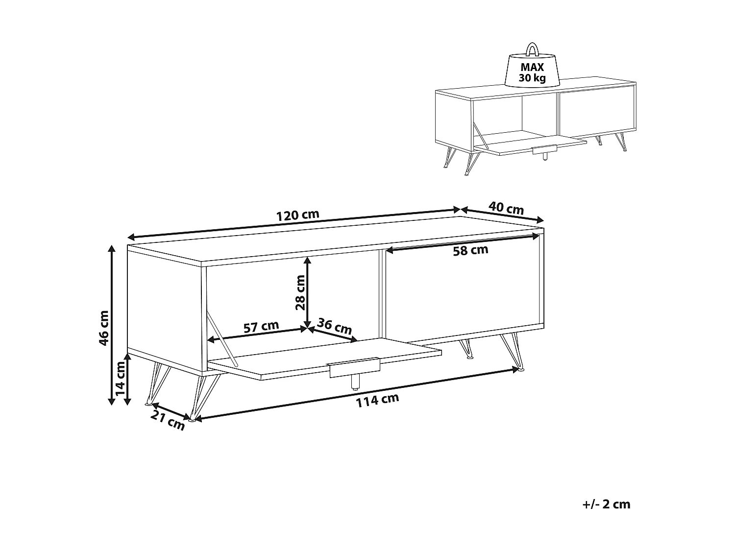 Modernes Sideboard Betonoptik grau /schwarz Holzfaserplatte mit Metall Halston