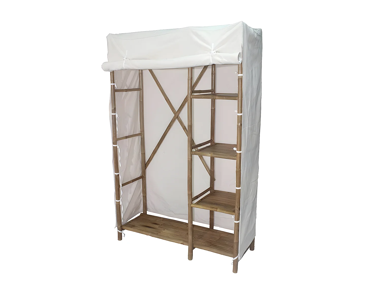 Armoire penderie en bambou et tissu