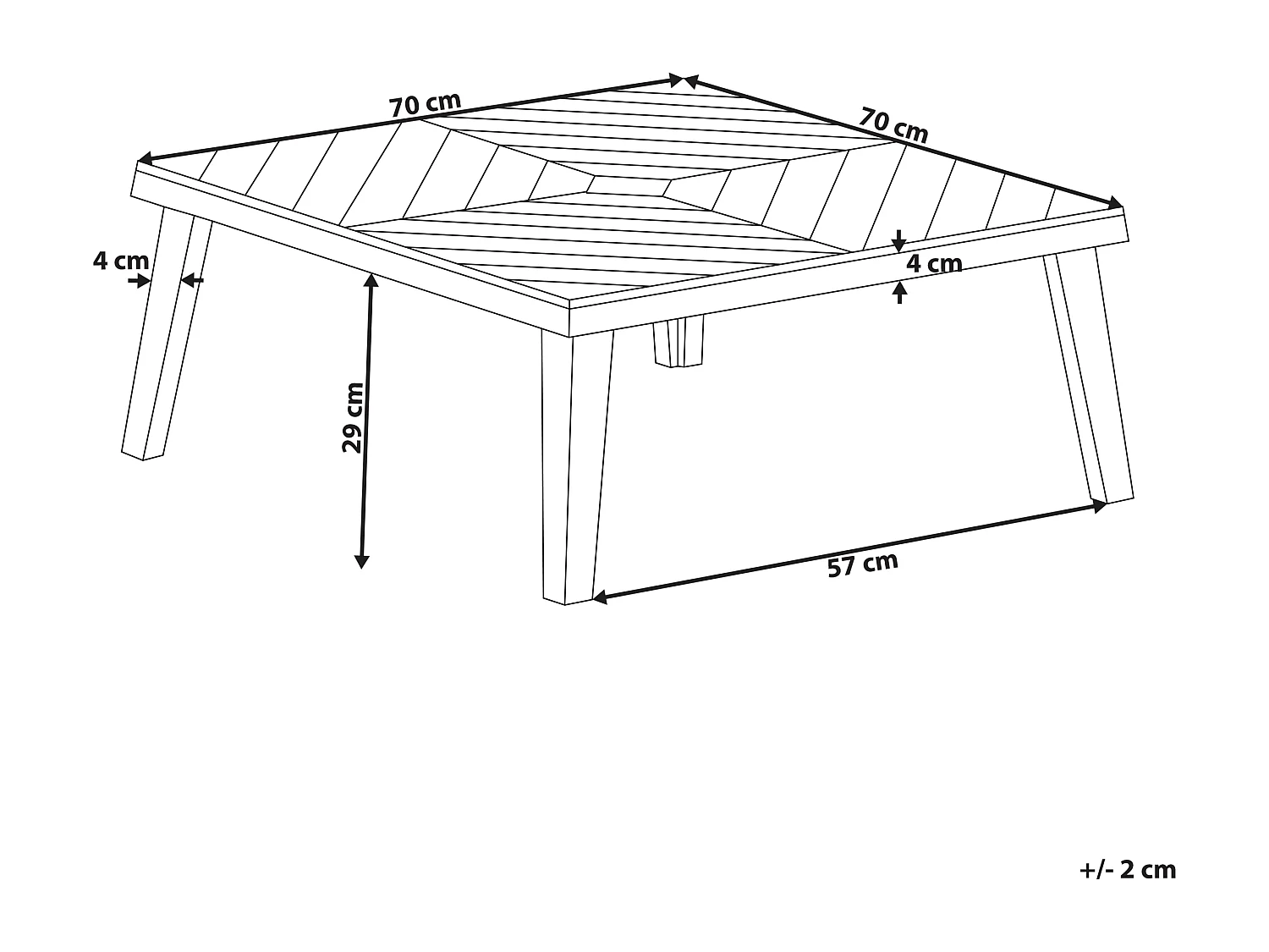 Outdoor Beistelltisch Akazienholz hellbraun quadratisch 70x70 cm Modern Baratti