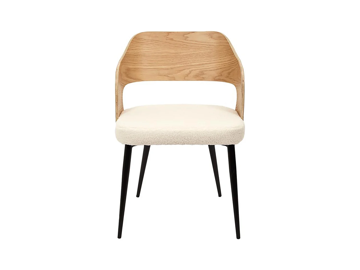 KILPA - Lot de 6 Fauteuils Bois et Métal Assise en Tissu Bouclettes