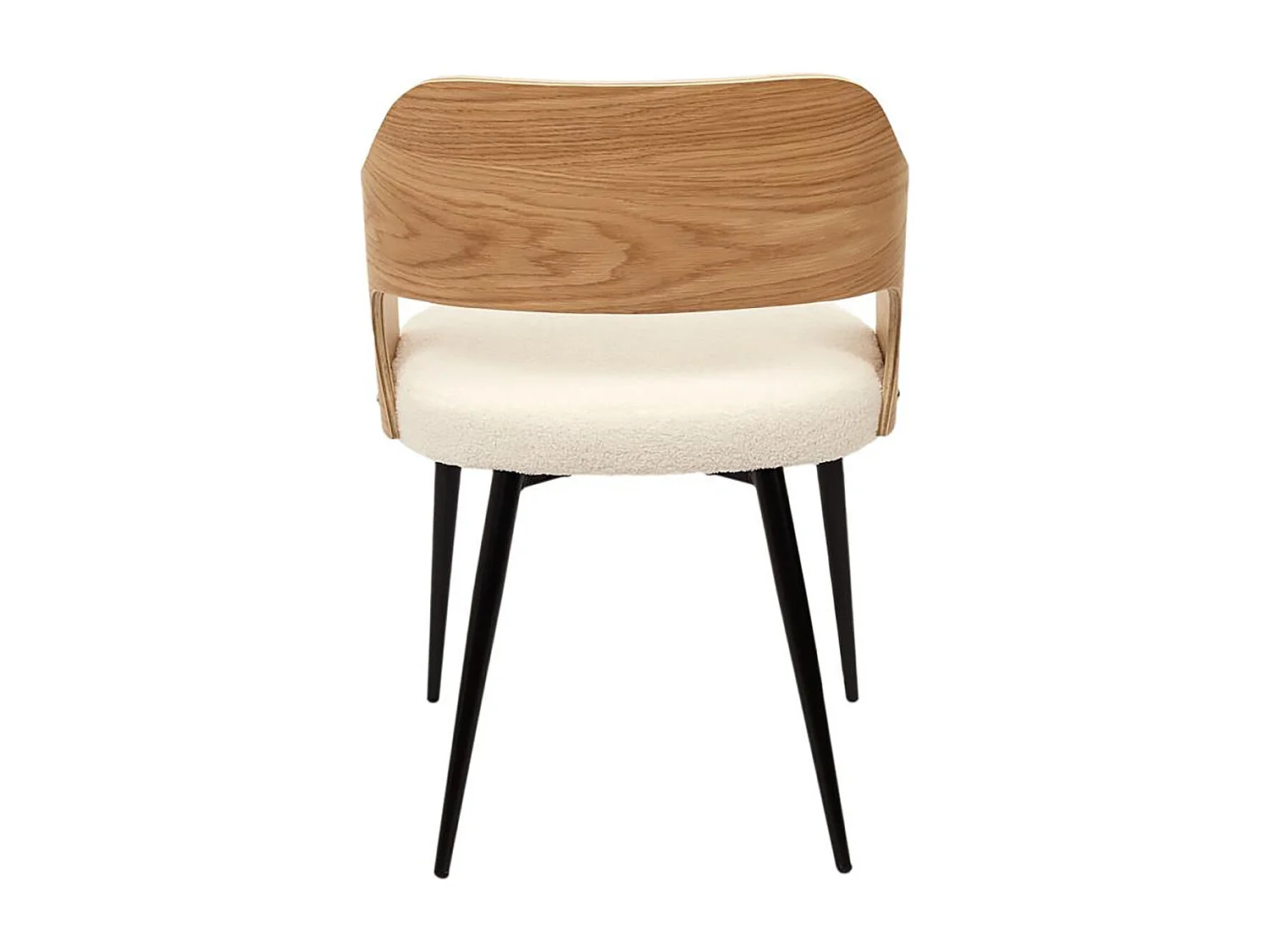 KILPA - Lot de 6 Fauteuils Bois et Métal Assise en Tissu Bouclettes