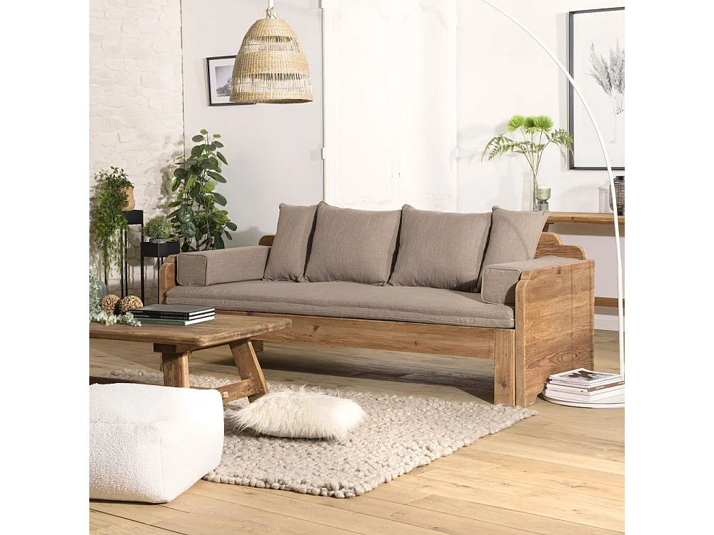 Canapé 3 places en tissu marron SANDY