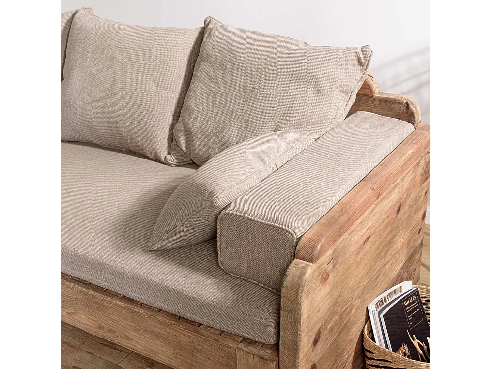 Canapé 3 places en tissu marron SANDY
