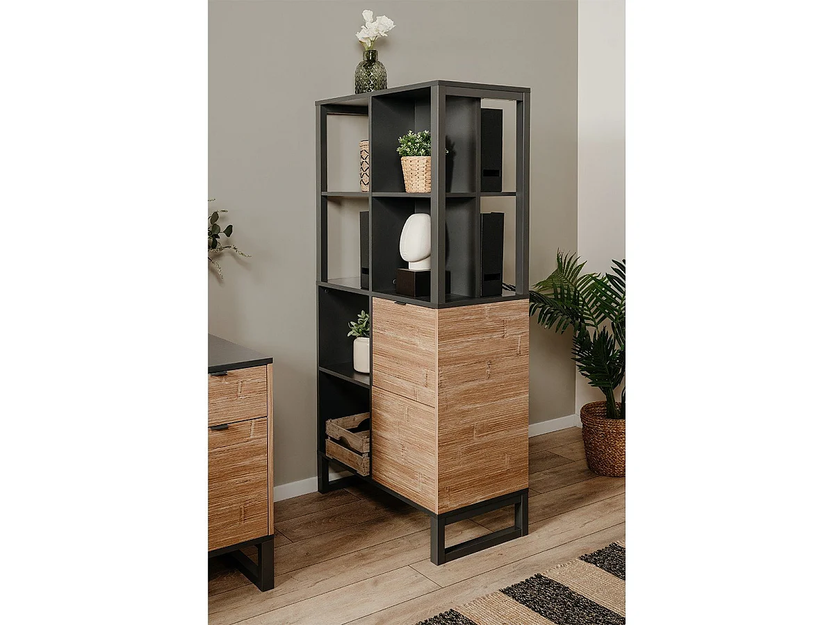 Regał 2-drzwiowy, 4 wnęki - L83,5 cm