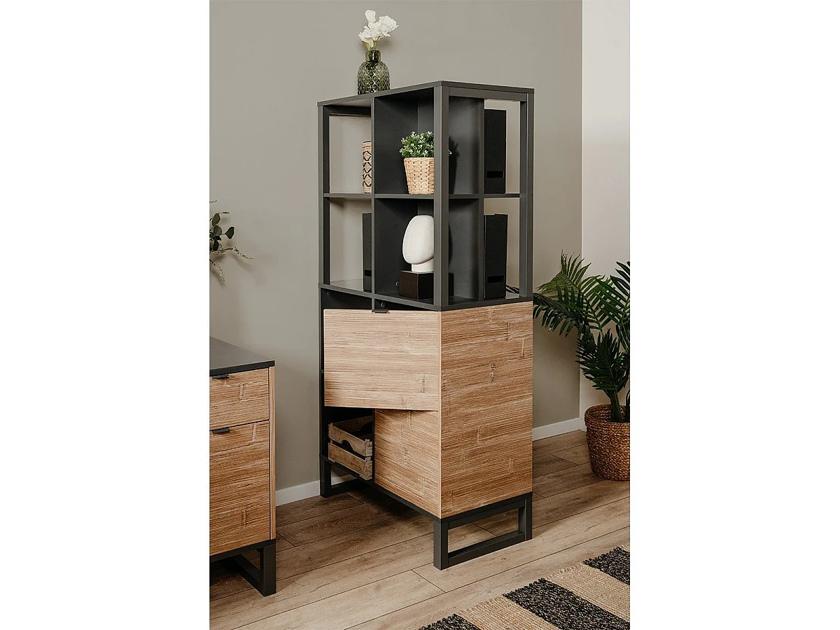 Regał 2-drzwiowy, 4 wnęki - L83,5 cm