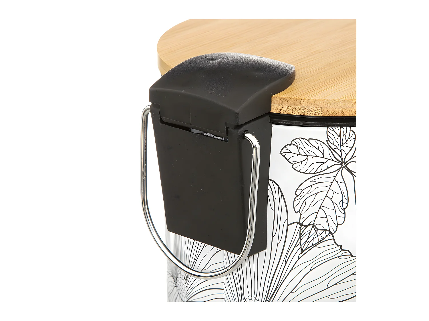 Poubelle en métal et bambou Soft Close 3 L déco Blackflora