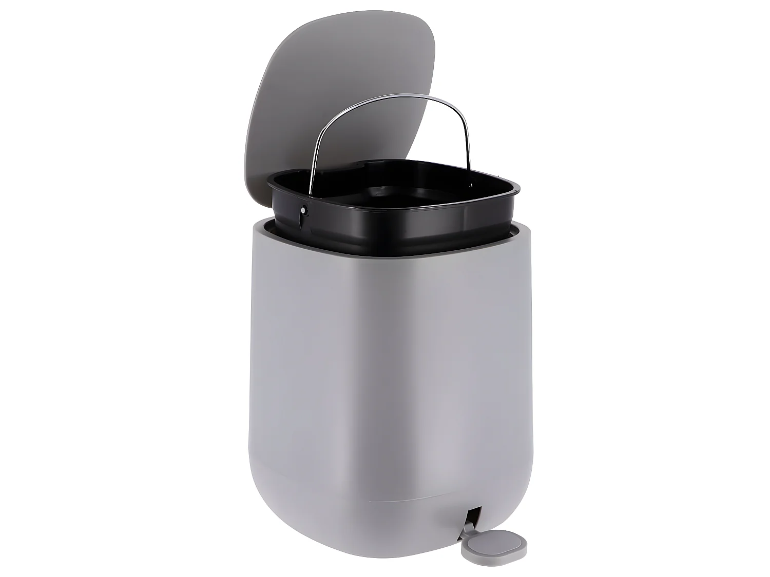 Poubelle à pédale carrée 5L Gris foncé avec couvercle frein de chute