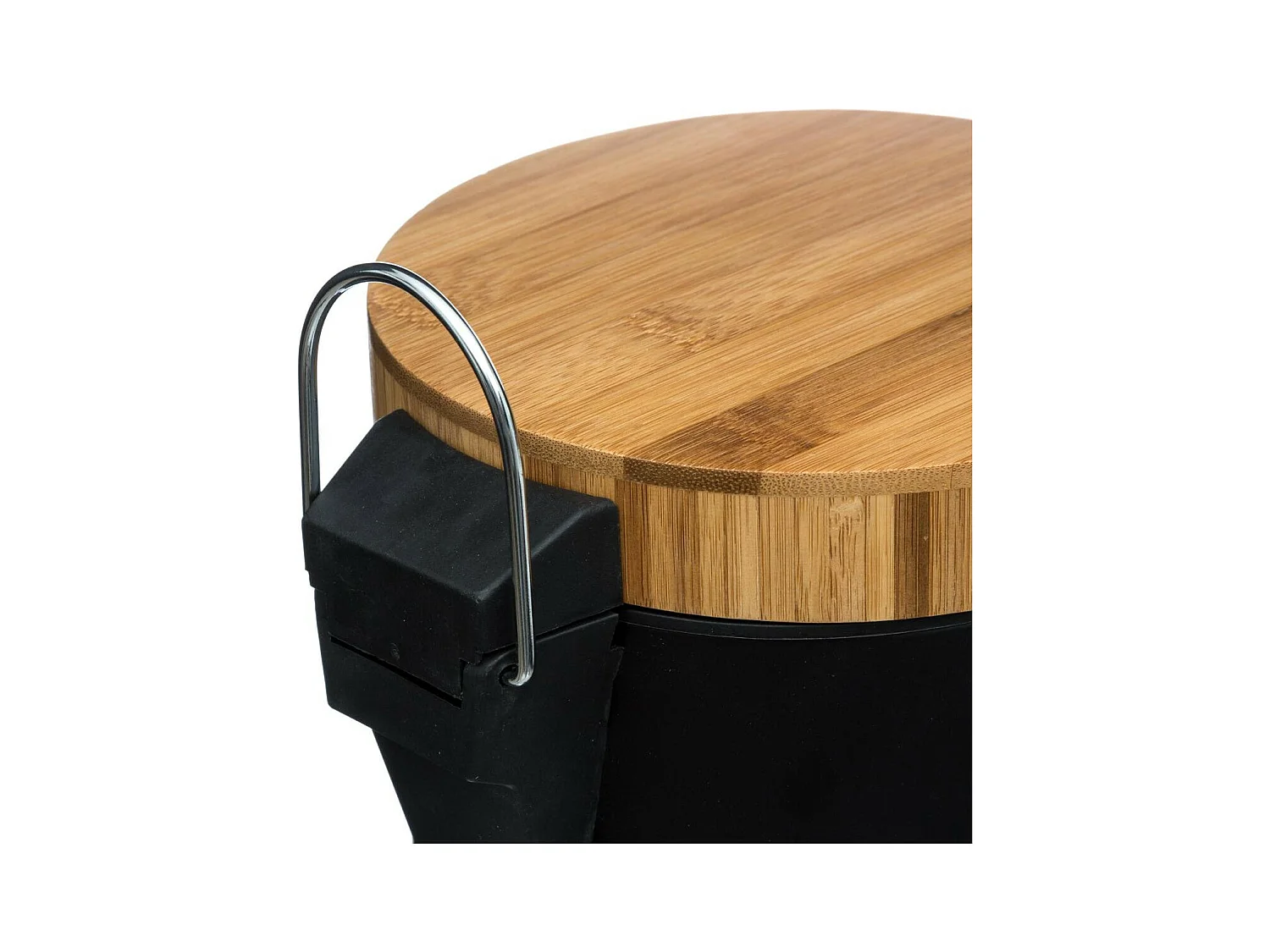 Pedaalemmer 3L van Zwart Metaal en Bamboe "Natureo" - Badkamer