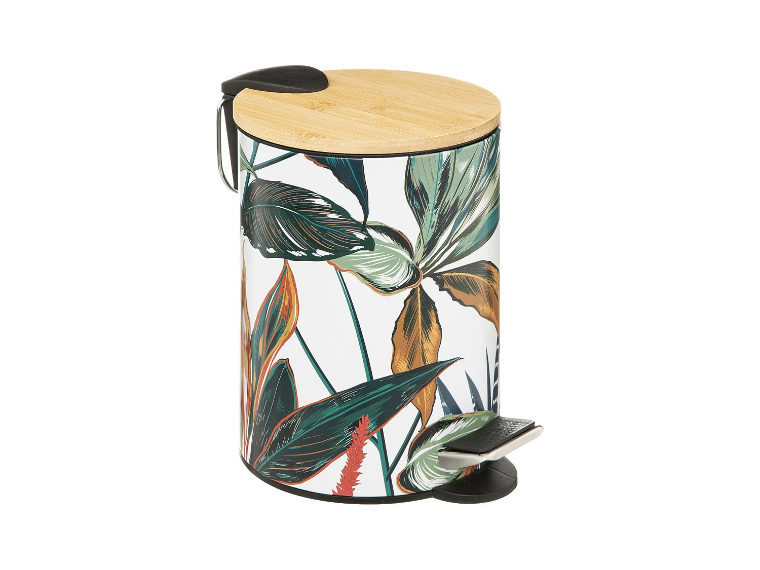 Poubelle en métal et bambou Soft Close 3 L déco Palawan