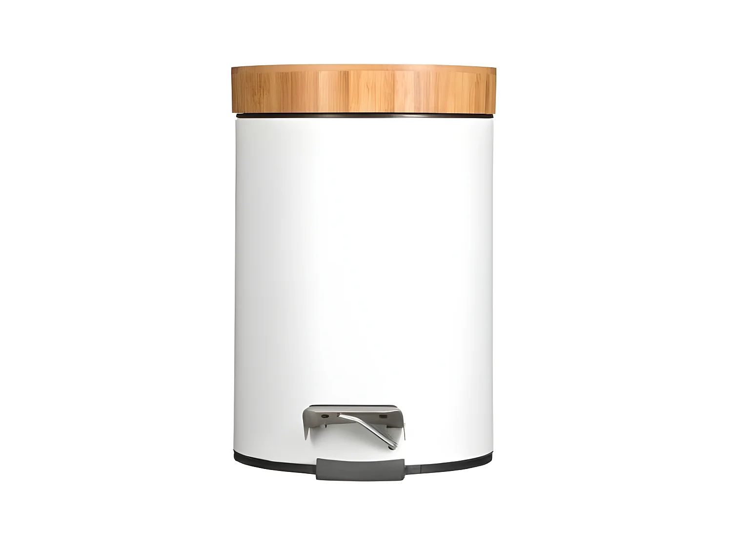 Balde do Lixo com Pedal 3L em Bambu e Metal Branco Natureo - Design Escandinavo - Higiene e Elegância