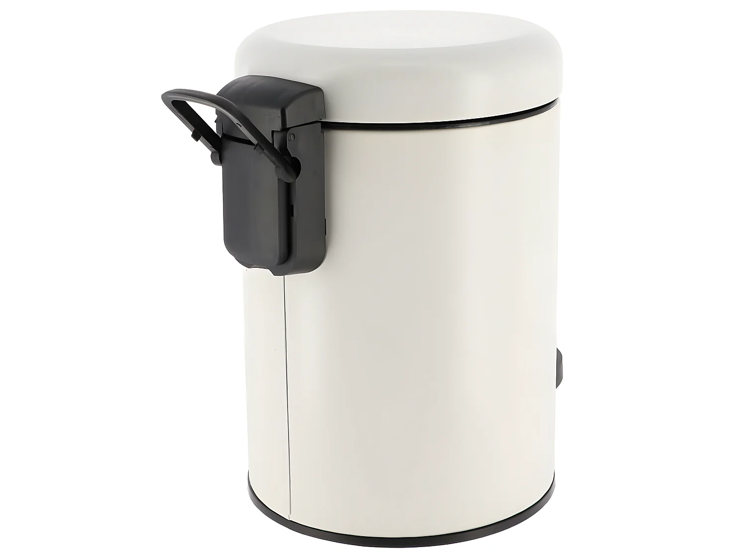 Poubelle à pédale 3L en métal Blanc avec couvercle frein de chute