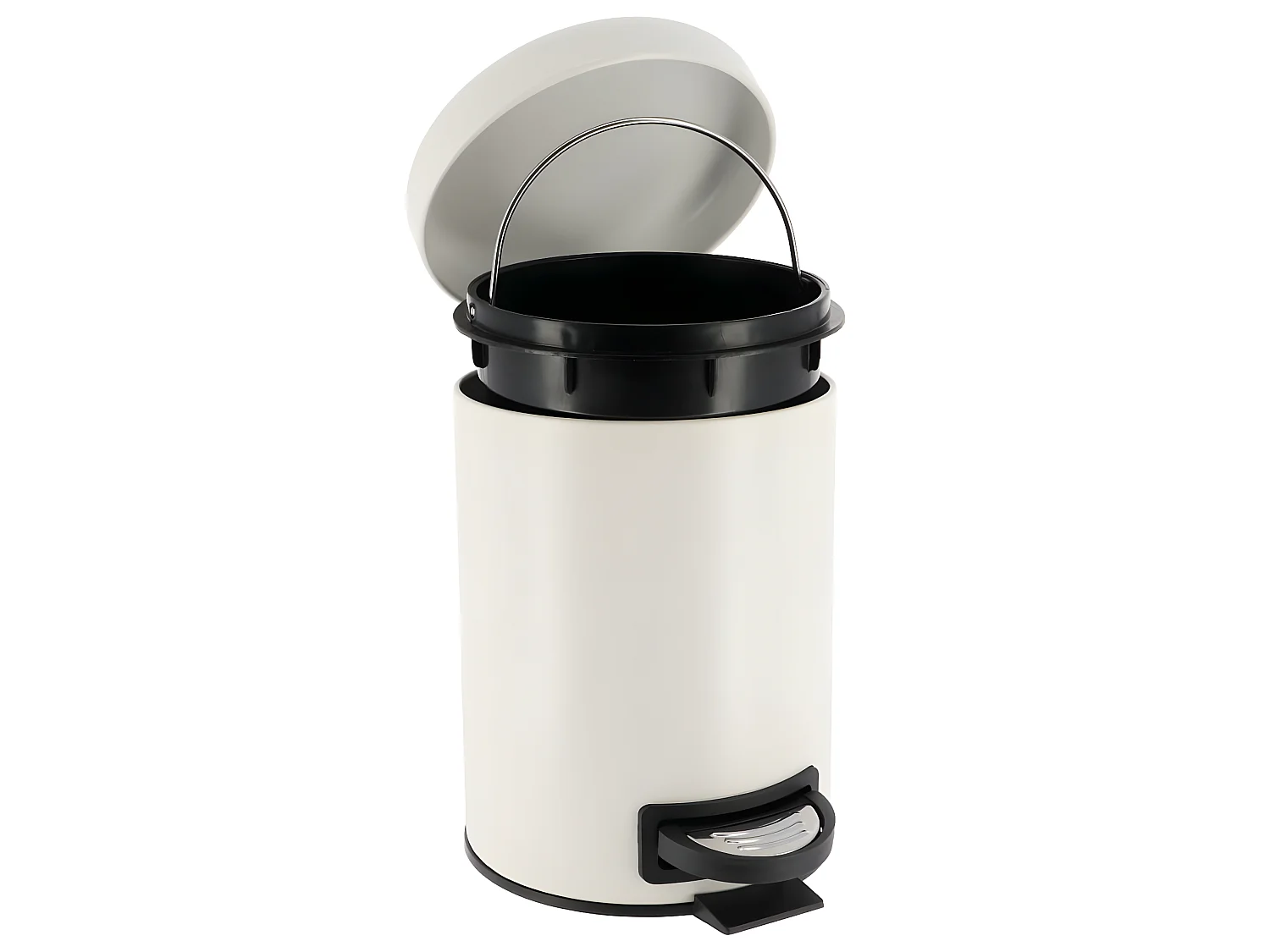 Poubelle à pédale 3L en métal Blanc avec couvercle frein de chute