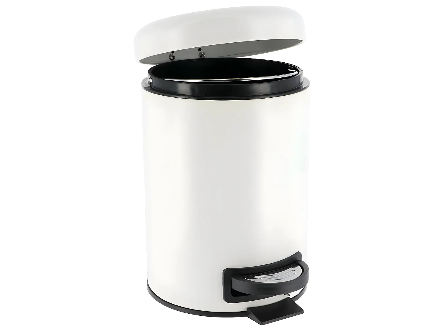 Poubelle à pédale 3L en métal Blanc avec couvercle frein de chute