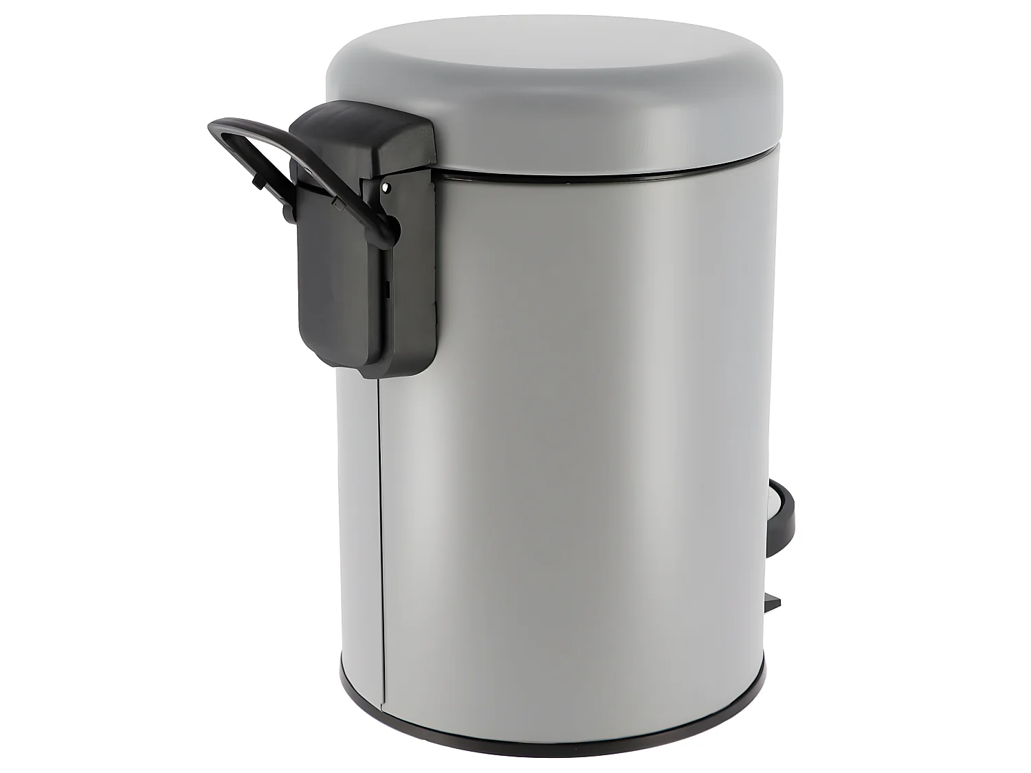Poubelle à pédale 3L en métal Gris avec couvercle frein de chute
