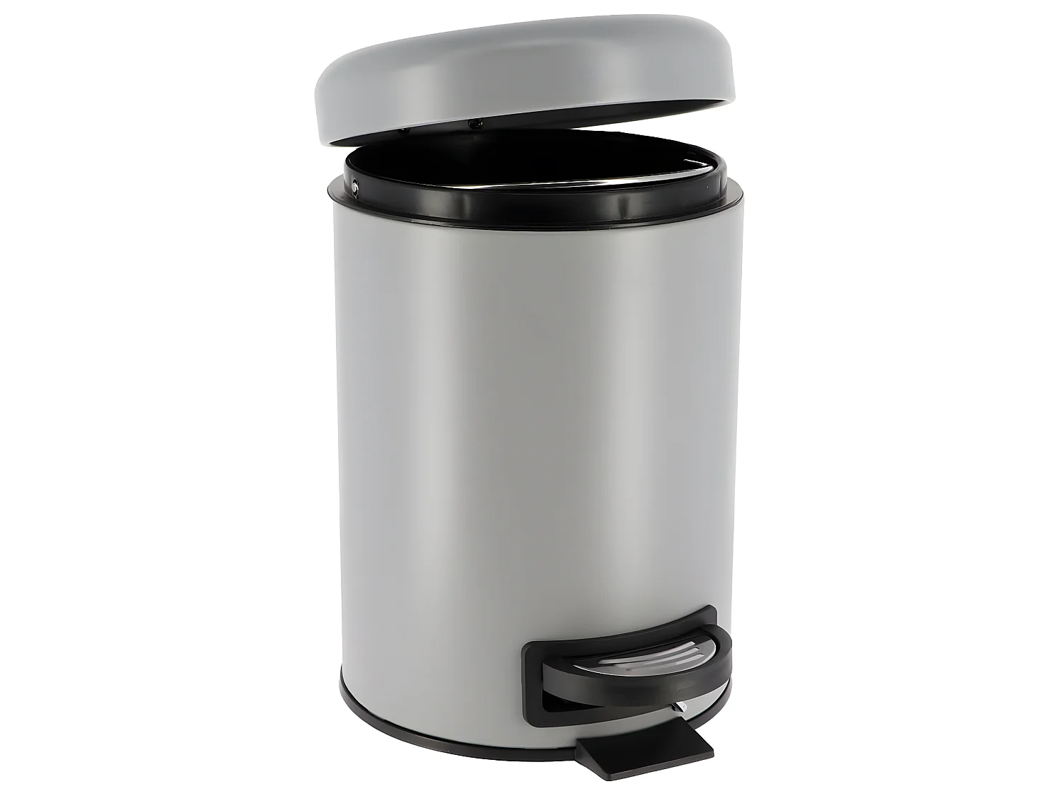 Poubelle à pédale 3L en métal Gris avec couvercle frein de chute