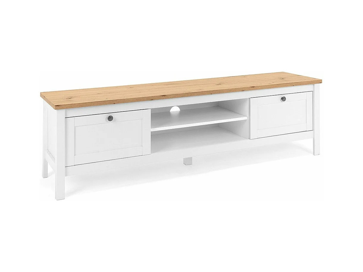 TV-Möbel mit 2 Schubladen L160 cm - Dekor Weiß - Bergen