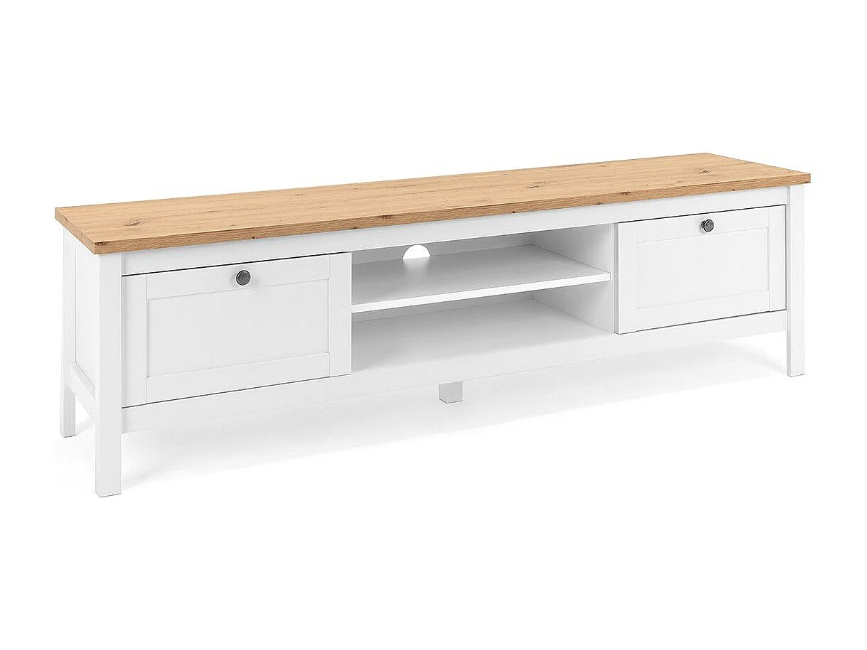 Tv-meubel 2 laden L160 cm - Witte decoratie - BERGEN