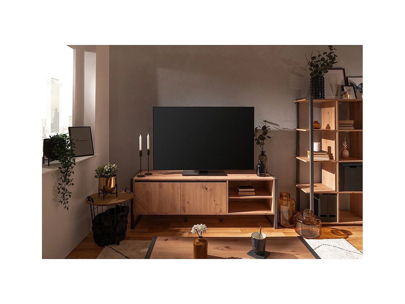 Tv-meubel 2 deuren en 2 vakken L160 cm - DENVER