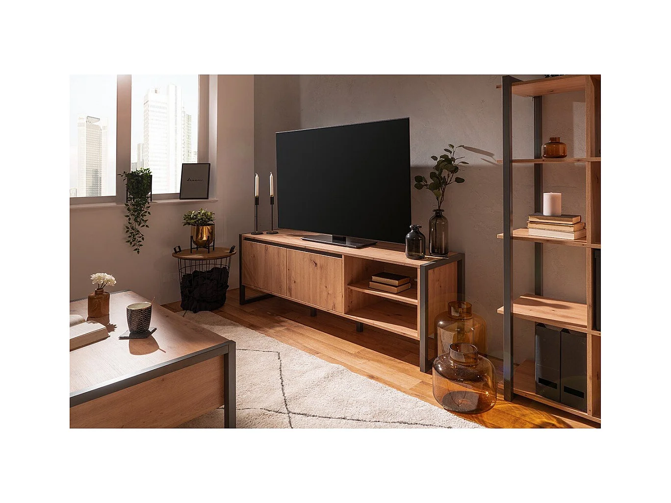 Tv-meubel 2 deuren en 2 vakken L160 cm - DENVER