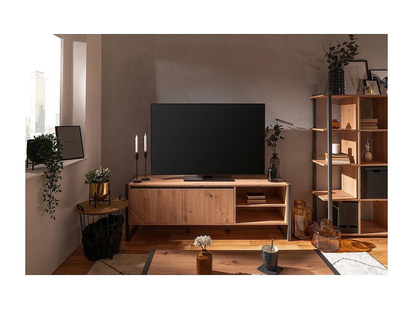 Tv-meubel 2 deuren en 2 vakken L160 cm - DENVER