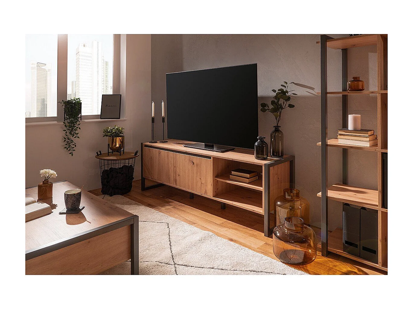 Tv-meubel 2 deuren en 2 vakken L160 cm - DENVER