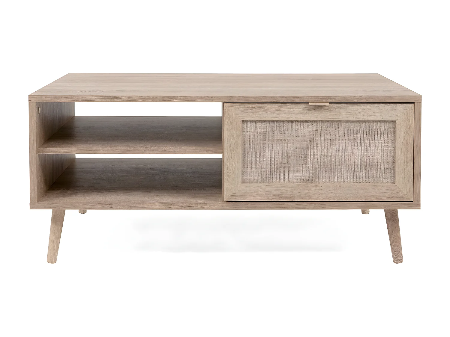 Tavolino basso 2 nicchie L100 cm - Stampa effetto rattan