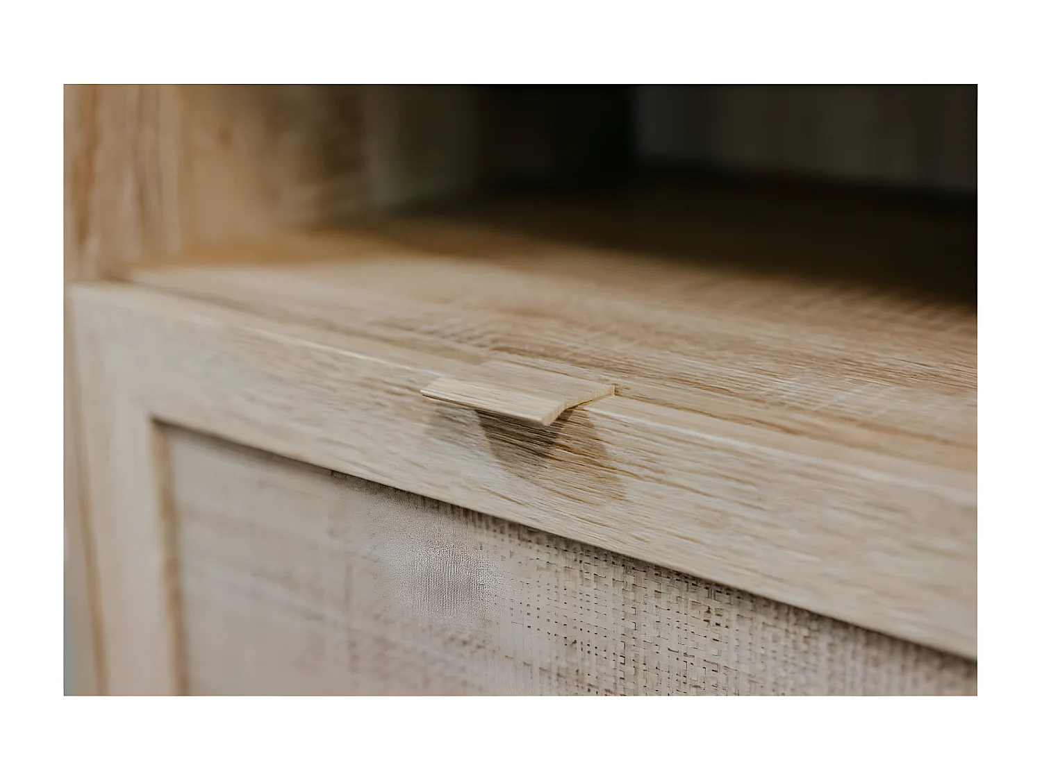 Tavolino basso 2 nicchie L100 cm - Stampa effetto rattan