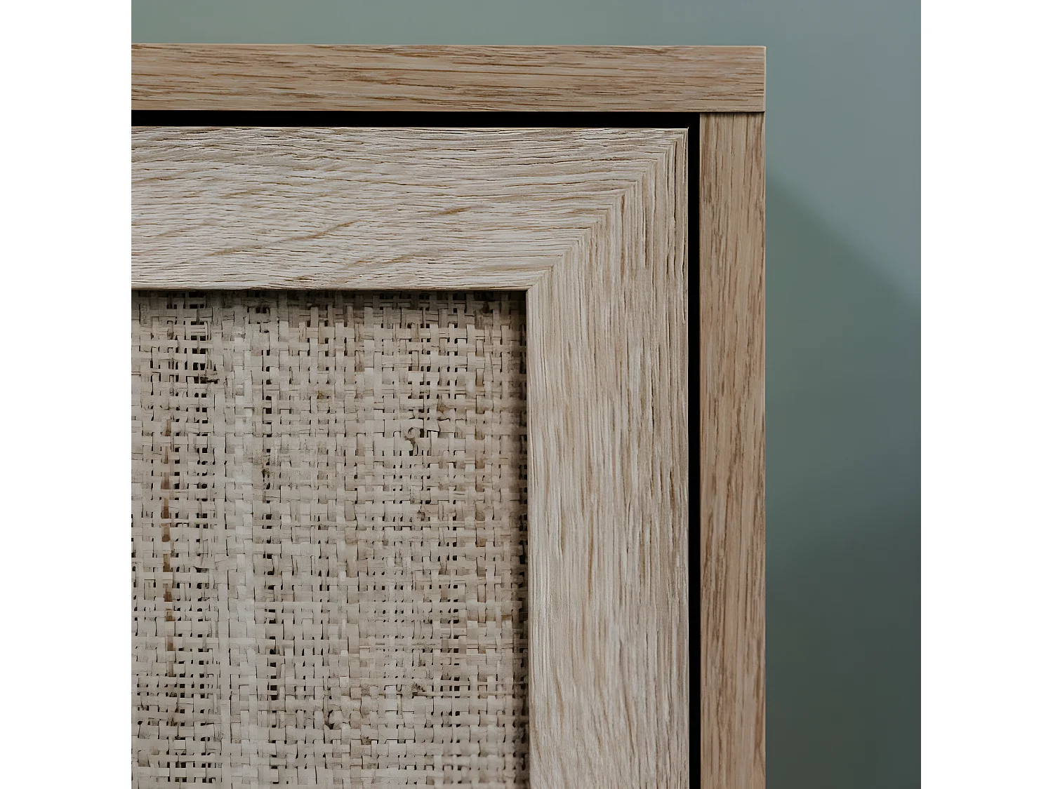 Tavolino basso 2 nicchie L100 cm - Stampa effetto rattan